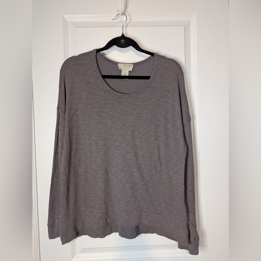 500 Maison Cinqcent Long Sleeve Cotton Top Gray Size Large